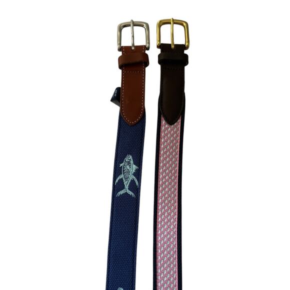 Vineyard Vines Leather Belt Bundle Size 40 - Picture 3 of 6